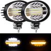 5" 144W 7000LM 6500K & 3000K LED Pods Off Road LED Light Bar Spot Flood Combo Oval Amber Work Light Fog Lights Driving Lights