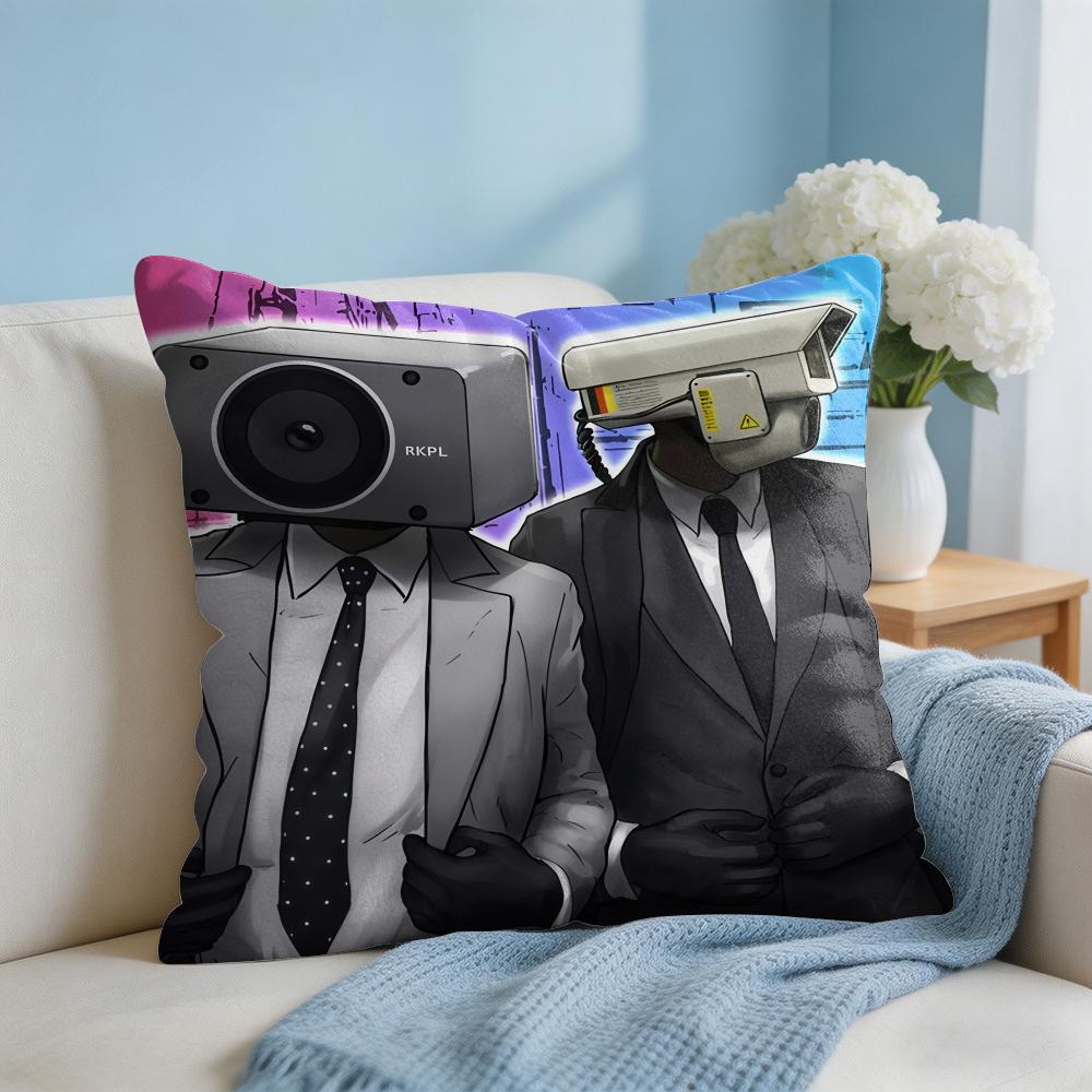 SSkibidi Toilet Band Cushion Cover Square Pillow Bedroom Sofa Leisure Comfort Living Room Home Decoration X