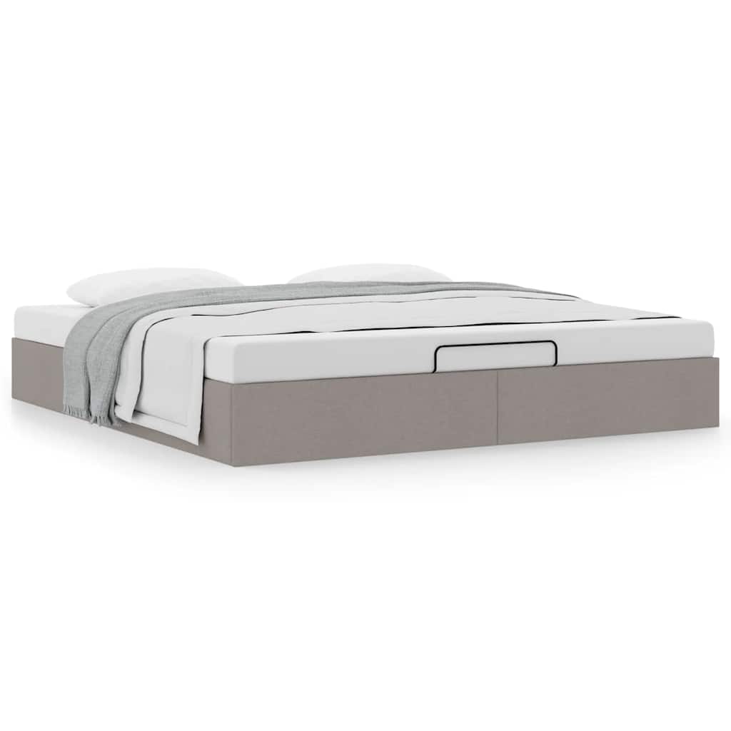 Ottoman Bed without Mattress Taupe 160 x 200 cm Fabric