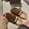 Платформа Ji туфли Birkenstock женская ретро сумка голова половина шлепанцы ленивые туфли плюшевые теплые пушистые туфли мягкая подошва