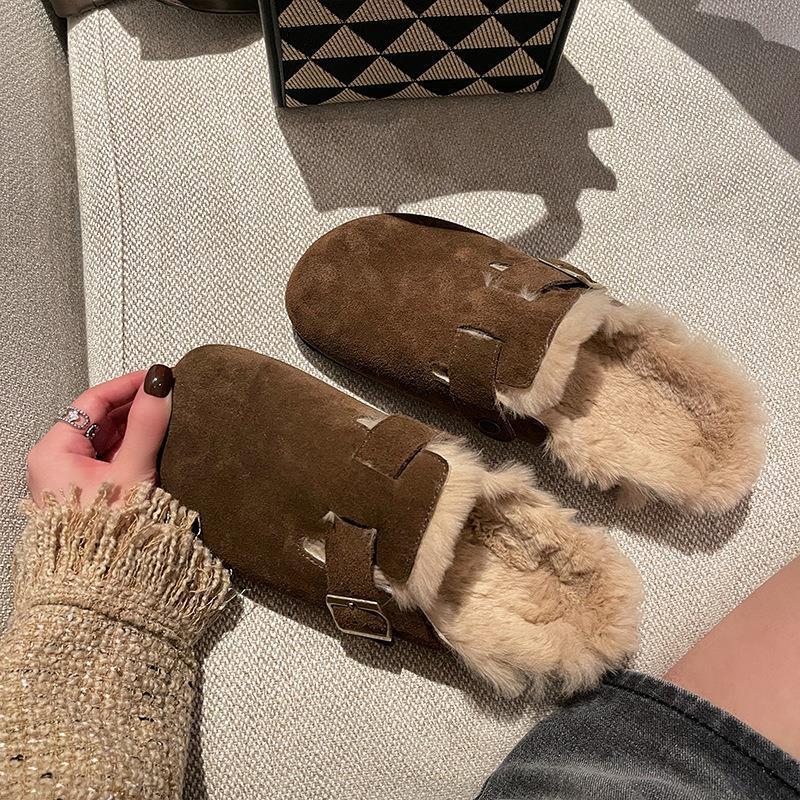 Платформа Ji туфли Birkenstock женская ретро сумка голова половина шлепанцы ленивые туфли плюшевые теплые пушистые туфли мягкая подошва