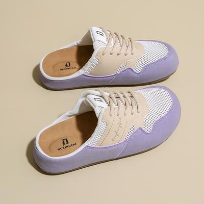 Модные женские мюли CRLAYDK на стельке, слипоны из сетки, домашние тапочки, удобные женские шлепанцы без задника для ходьбы, повседневные лоферы на плоской подошве