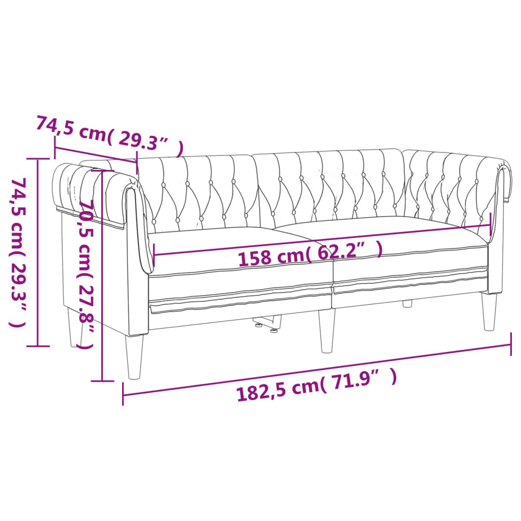 2 Piece Sofa Set Taupe Fabric