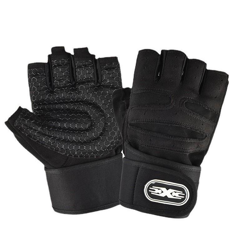 Unisex Half-Finger Exercise Gloves: Wear-Resistant, Anti-Callus, Wrist Support for Dumbbells & Pull-ups