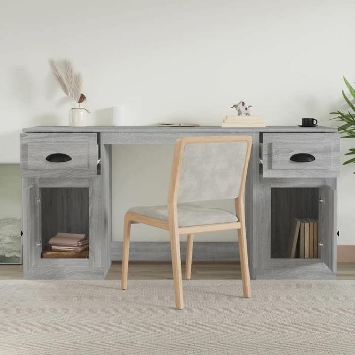 Maison Exclusive - Bureau avec armoire sonoma gris bois d'ingénierie