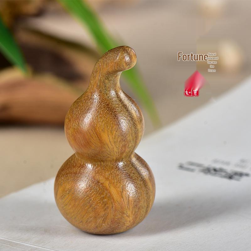 Red Sandalwood Gourd Handheld Ornament - Green Sandalwood Fu Lu Wooden Pendant Craft
