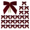 12/24Pcs Red Small Velvet Christmas Bows DIY Gift Wrapping Crafts Red Christmas Bowknot Wedding Party Decoration