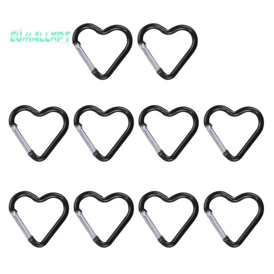 10 шт. карабинные крючки в форме сердца, компактные быстросъемные карабины, зажимы, прочные несущие держатели для ключей, принадлежности для кемпинга