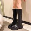 Осенние женские резиновые сапоги Женская обувь Женская зимняя обувь Ботинки на низком каблуке Ботинки с круглым носком Дождевые сапоги до середины икры Botas De Mujer