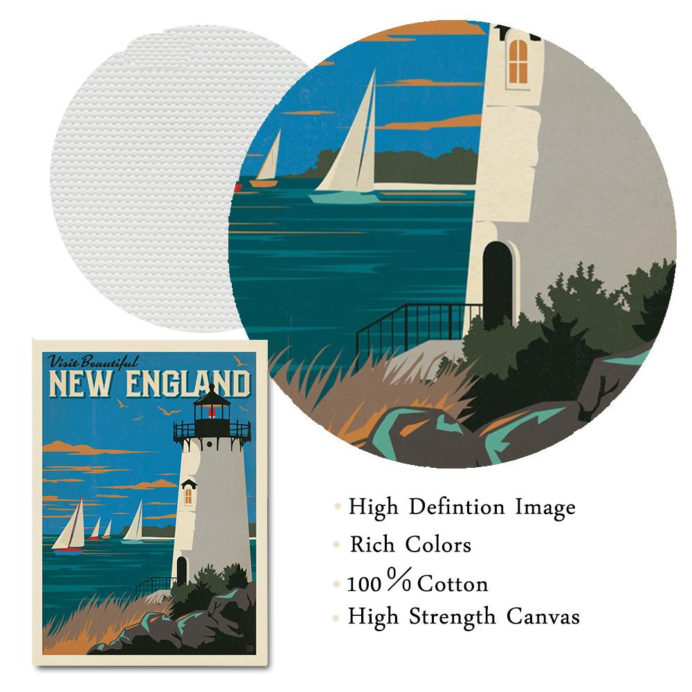 Маяк, морская волна, пейзаж, холст, постеры, настенная художественная печать, Англия, Внешние банки, остров Сент-Саймонс, картины, домашний декор