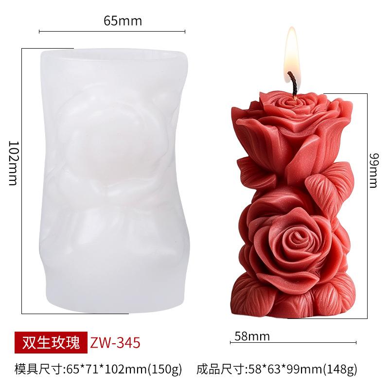 DIY Rose Pillar Candle Silicone Mold 3D Geometric Flower Column Scented Candle Plaster Ornament Mold Handmade Gift Wedding Decor