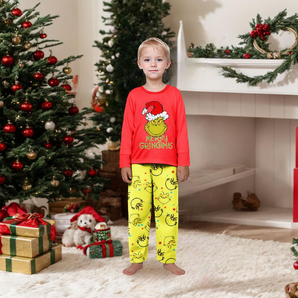 Рождественский принт милый семейный комплект пижамы, домашняя одежда, семейный комплект топ с длинным рукавом и штаны комплект