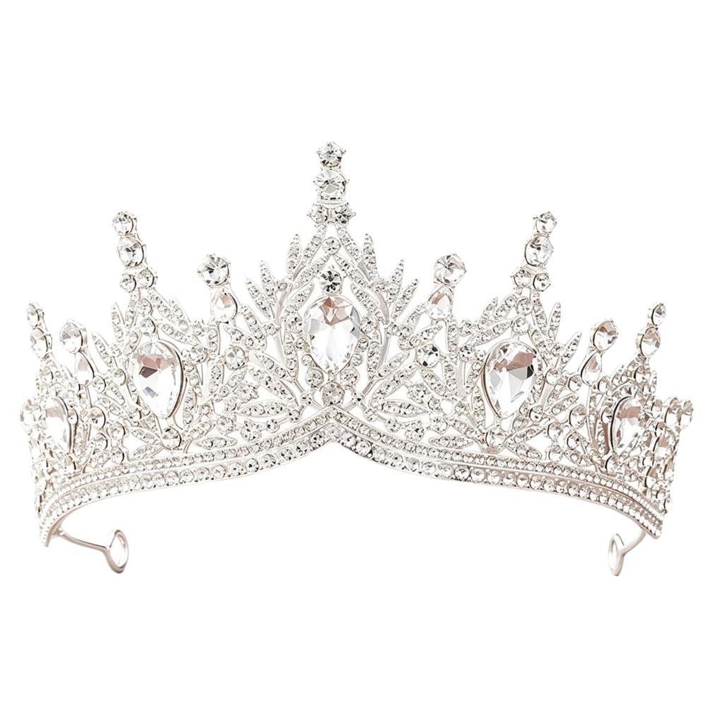 Shining Crystal Crystal Crown Headband Polished Finish Bridal Crown Tiara Birthday Gift