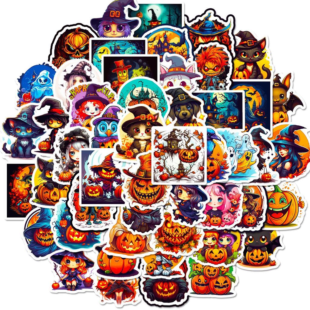 50 Halloween Halloween Pumpkin Witch Sticker Sticker Shein Horror Halloween