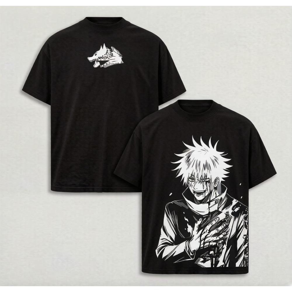 Фушигуро Мегуми Аниме Футболка Jujutsu Kaisen Y2k Хлопковая Футболка Для Мужской Одежды Повседневные Футболки с Коротким Рукавом Топы