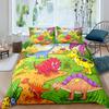 Cartoon Dinosaur Duvet Cover King Queen Kids Jurassic World Stegosaurus Tyrannosaurus Bedding Set 2/3Pcs Polyester Quilt Cover