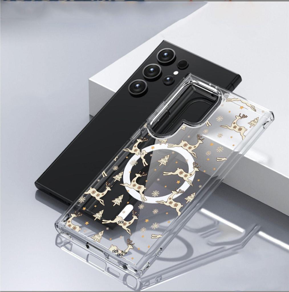 Прозрачный магнитный чехол Running Deer для iPhone 15/16/17 Pro Max - Полная защита
