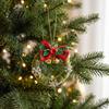 Handmade Plush Wreath Ornaments Mini Christmas with Plaid Decoration Ornament Hanging Bow And Creative Gift Box Decor Metal Bells Tiny for