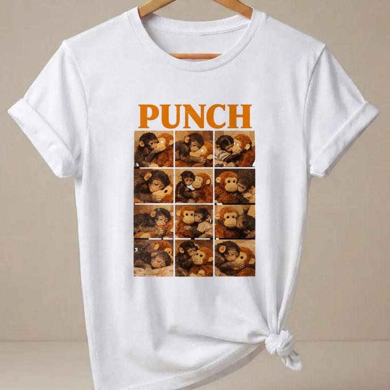 Punch Monkey Stay Kind TShirt Unisex Summer Cute Printed Baby Monkey Tshirt Casual Round Neck Shortsleeve Tees Unisex