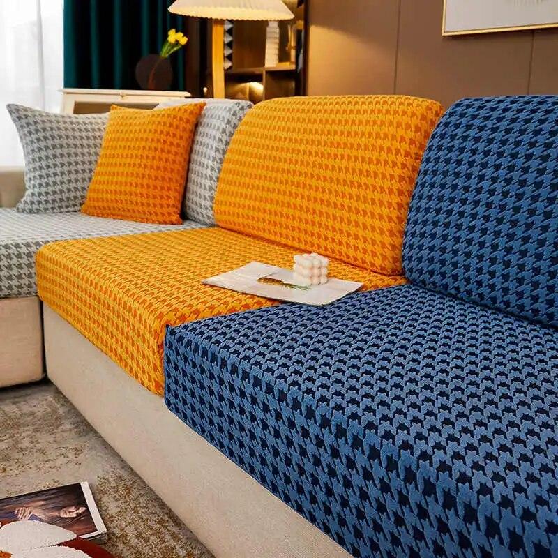 Nordic Style Houndstooth Sofa Cover Elastic Couch Slipcover Furniture Protector Armchair Chaise Lounge Covers