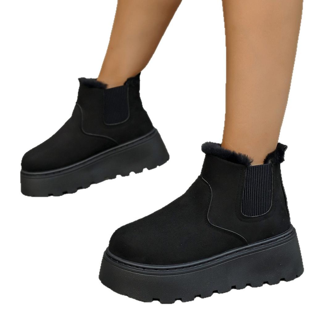 Женские зимние ботинки на толстой подошве Зима 2025 Новое поступление Утепленные ботинки на флисовой подкладке Теплые ботинки в стиле «хлеб» Женская обувь Размер 42 Хлопковые ботинки