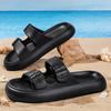 Slippers Man Shoes Men Slides Mens Double Buckle Pillow Sandals Men Slipper Casual Flat Sandal Home Bathroom Non-slip Flip Flops