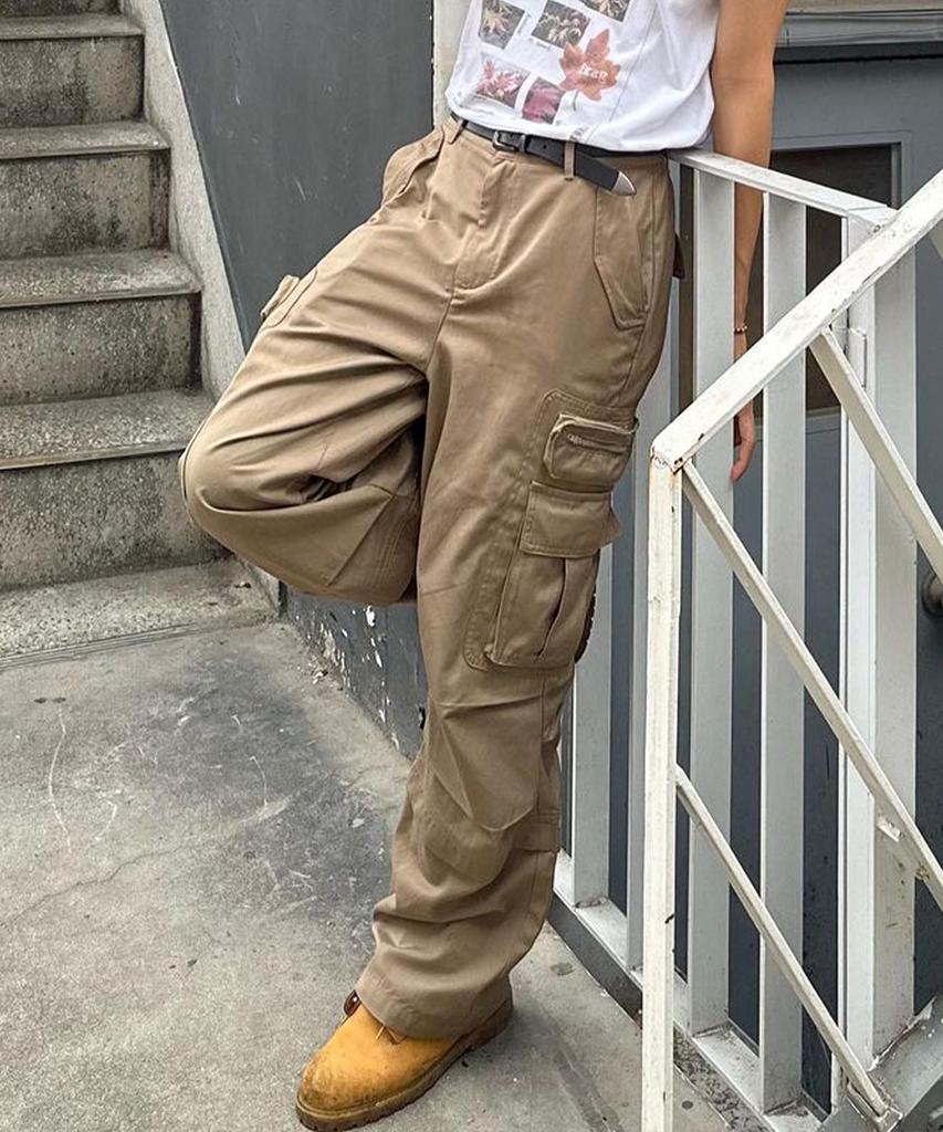 INTEMPOMOOD Out Pocket Cargo Pants_Camel Beige