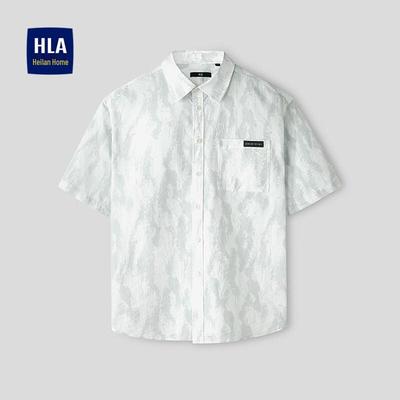 Повседневная мужская рубашка HLA с коротким рукавом и узором