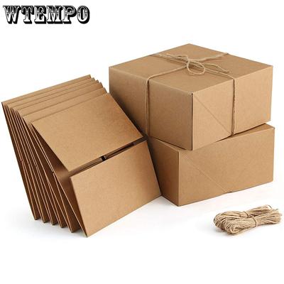 WTEMPO 5 шт 10*10*20 см Премиум подарочные коробки Подарочные коробки из крафт-бумаги с пеньковыми веревками Креативные DIY подарки Упаковочные коробки