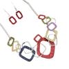 Luxury hot-selling color painting oil geometric hollow square stud earrings item set exaggerated personality women's versatile necklace