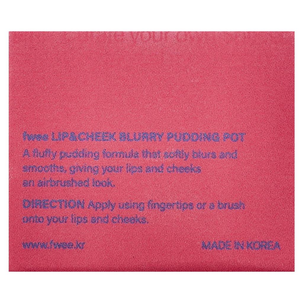 FWEE Lip & Cheek Blurry Pudding Pot, RD01 D-Day, 5g (0.17oz)