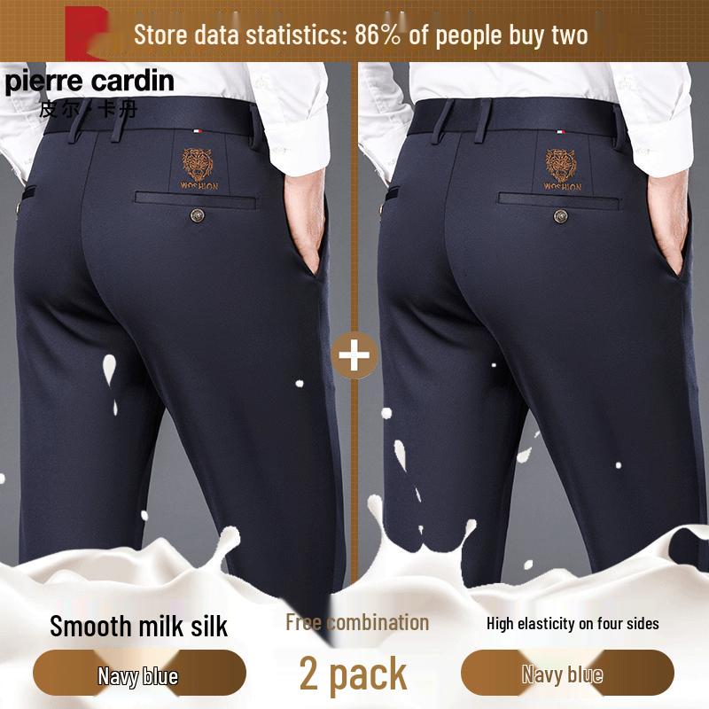 Pierre Cardin Men's High-Elastic Anti-Wrinkle Straight-Leg Casual Pants