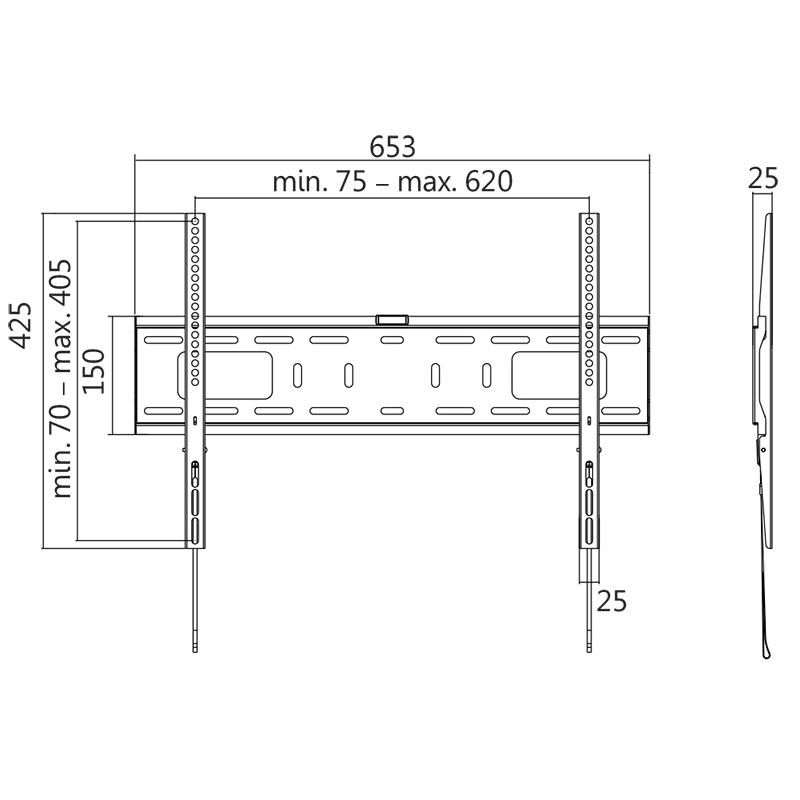 Настенное крепление для телевизора 37-70 дюймов 50 кг vesa 600x400 LogiLink Фиксированное Прочное