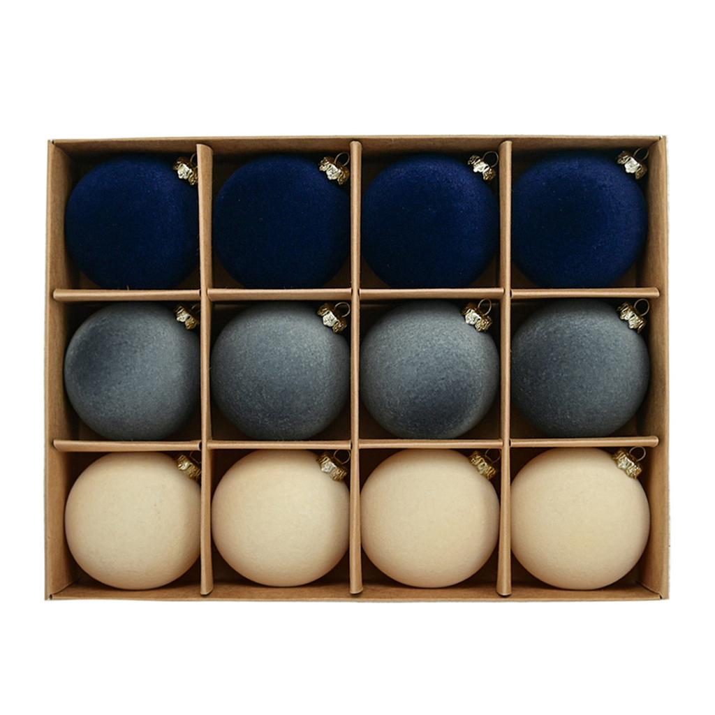 12 шт. Рождественский шар 6 см, несколько цветов, флокированные узоры, украшение для праздничного венка, гирлянды и елки