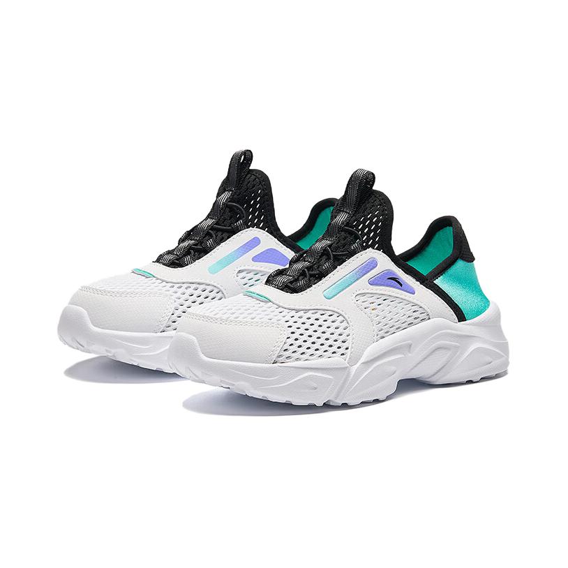 Anta Kids Comfortable Soft Sole Non-Slip Shock Absorbing Low-Top Running Shoes Kids Running Shoes White Green A312429917-1