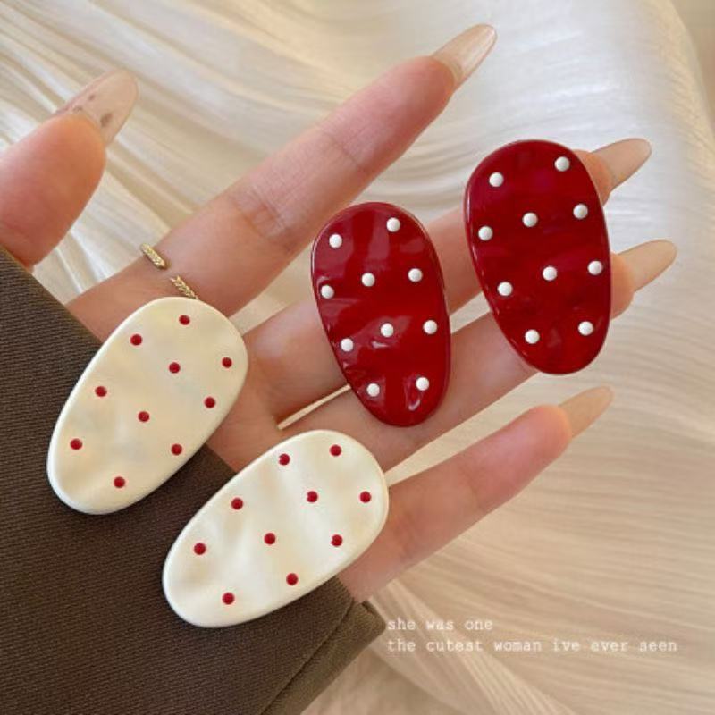 Korean Japanese Style Polka Dot Water Drop Hair Bang Clips, Cute Versatile Ins Sweet Hair Accessories Women Daily Headwear