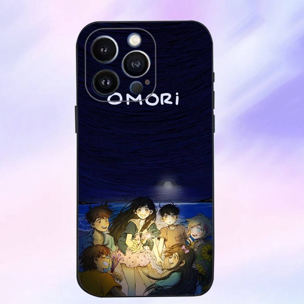 Epc O-Omori мультяшный чехол для телефона для iPhone 16,15,14,13,12,11 Plus,Pro Max,XS,X,XR,SE,Mini,8,7, Мягкий силиконовый черный чехол