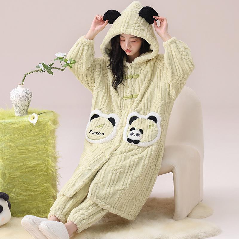 Женская зимняя ночная рубашка из бархата и кораллового флиса размера плюс - симпатичная домашняя одежда из плотной фланели