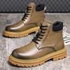 FashionRetro Leather Non-slip Platform Boots for Men Designer Soft-soled Autumn Winter Men's Shoes Fashion  Casual Male Work Boots