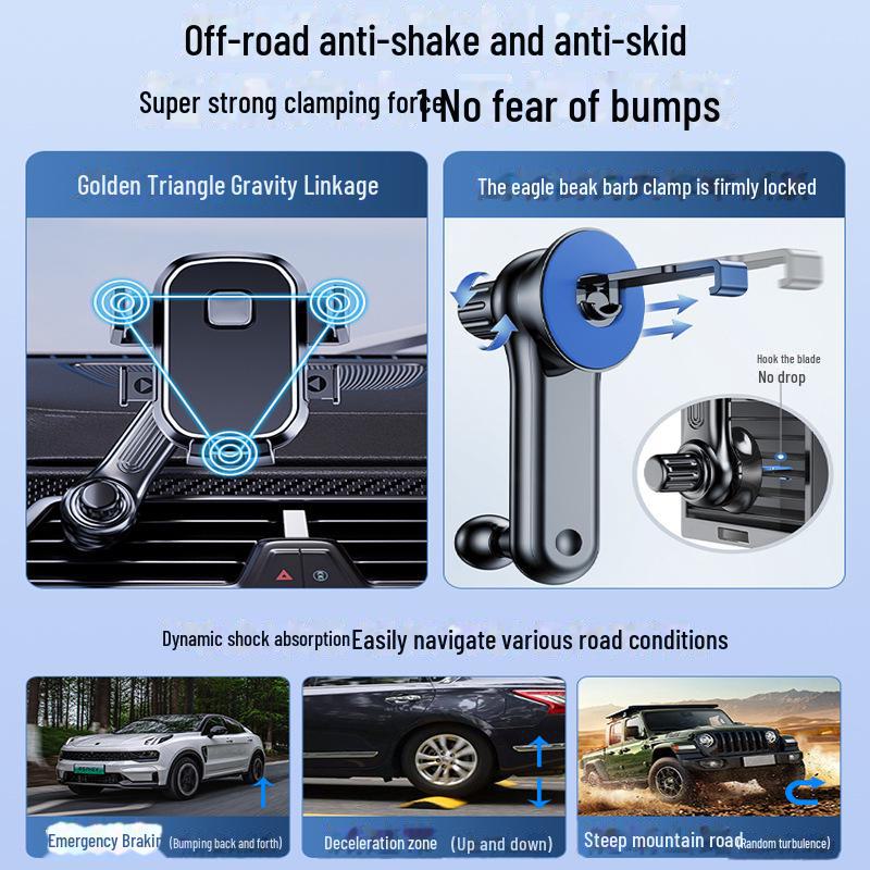 Новая модель автомобильного держателя для телефона на вентиляционную решетку с вертикальным и горизонтальным креплением и крючком для зарядки для навигации