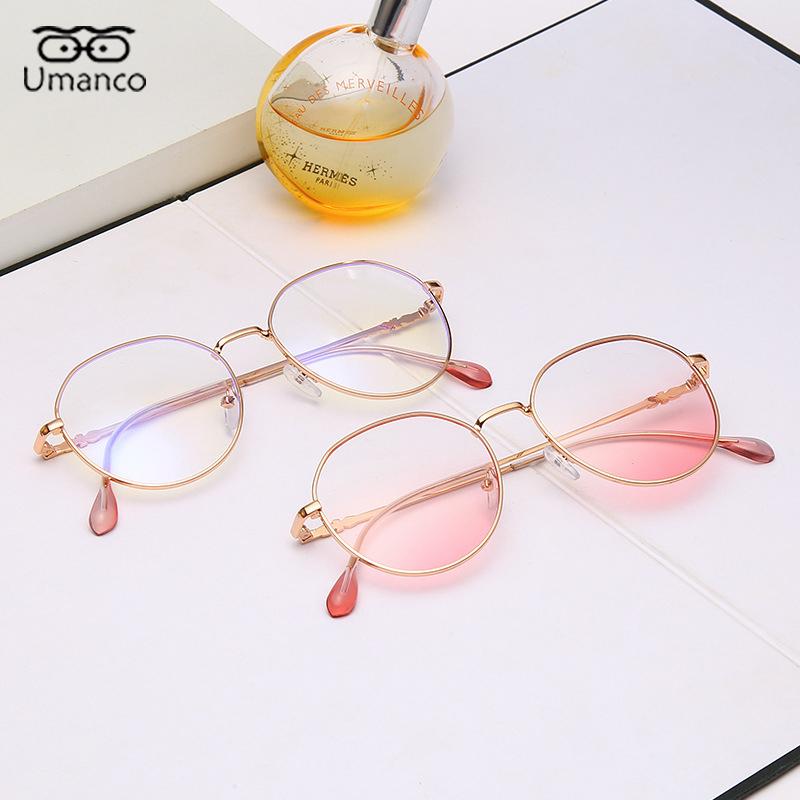 Очки унисекс для близорукости, сверхлегкие металлические очки в круглой оправе, женские и мужские очки с антисиним светом, плоские зеркальные очки-1,0 ~-6,0