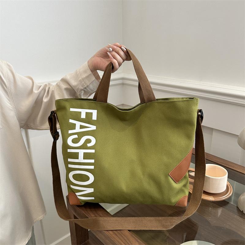 Новинка 2024 года, модная повседневная сумка большой емкости, универсальная парусиновая сумка через плечо, сумка для покупок