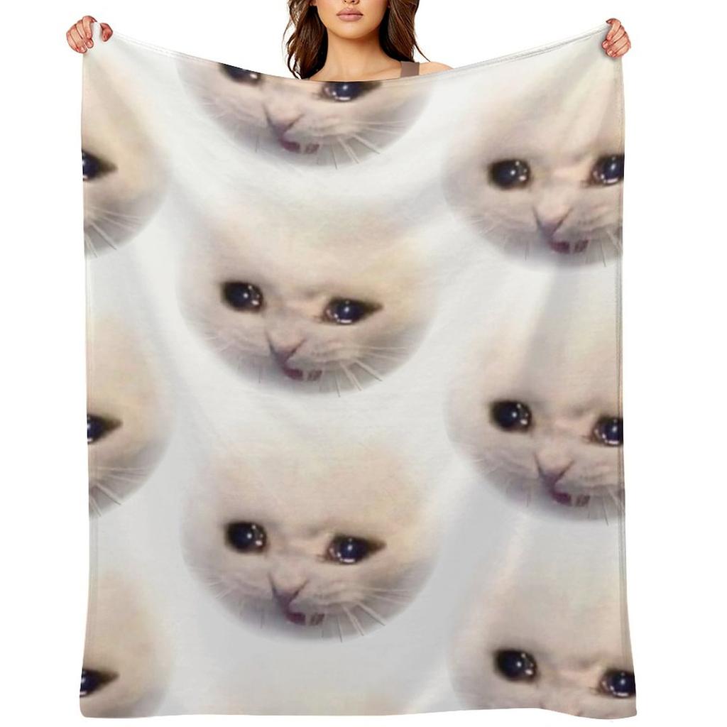 Грустный кот Плед теплый зимний хэллоуин Термальные декоративные пледы