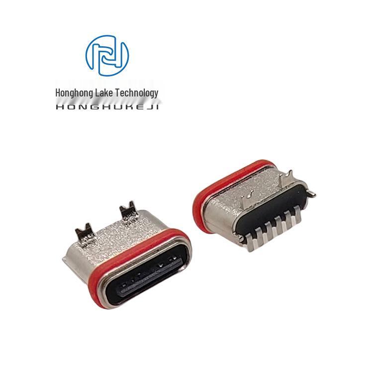 Waterproof 6-Pin Type-C Vertical SMD Connector - Zinc Alloy Die Casting