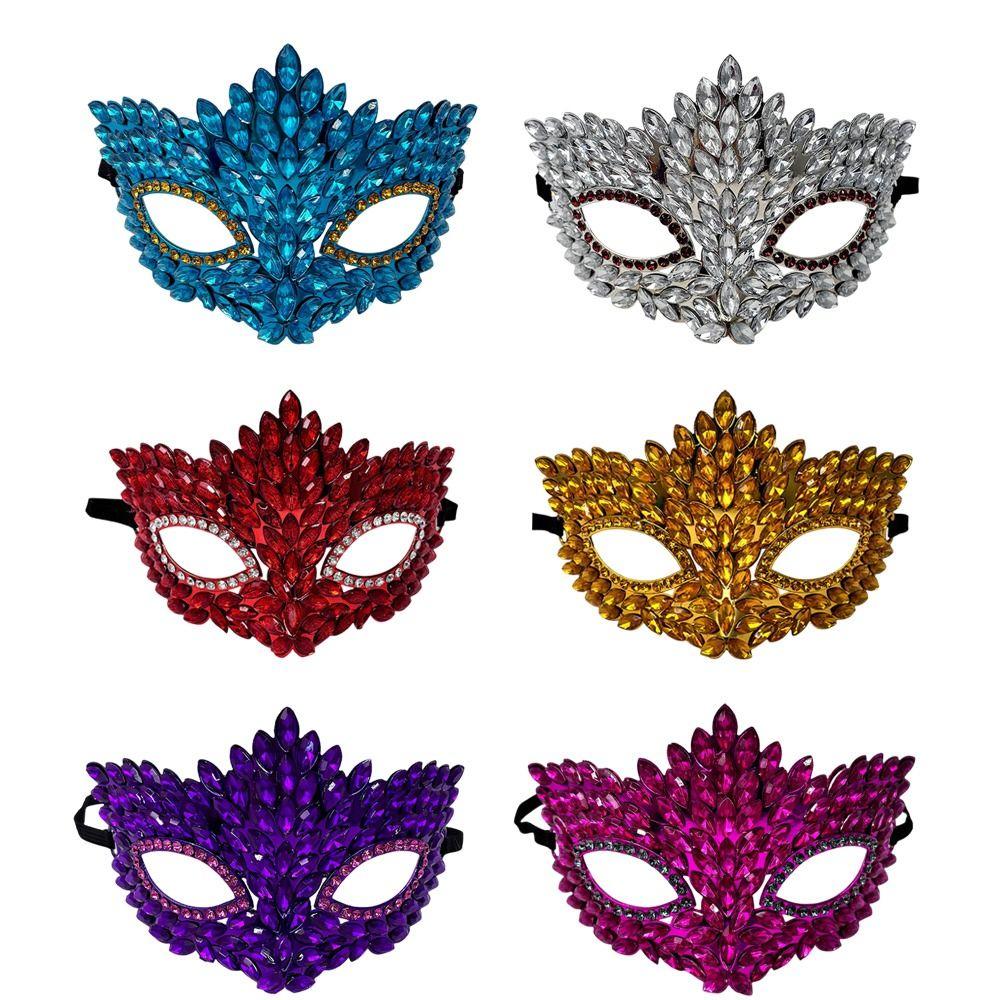 Shiny Acrylic Crystal Half Face Mask Full Jewelry Cosplay Mask Gift Idea Rave Mask Halloween Event