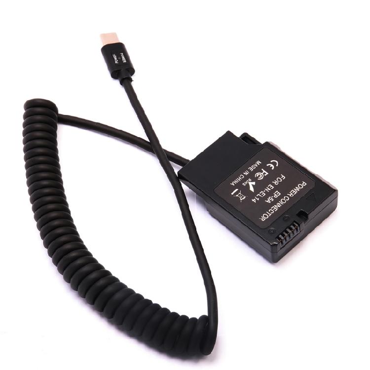 EN-EL14 Заглушка аккумулятора USB-C Адаптер-муфта с пружинным кабелем питания USB Type-C для
