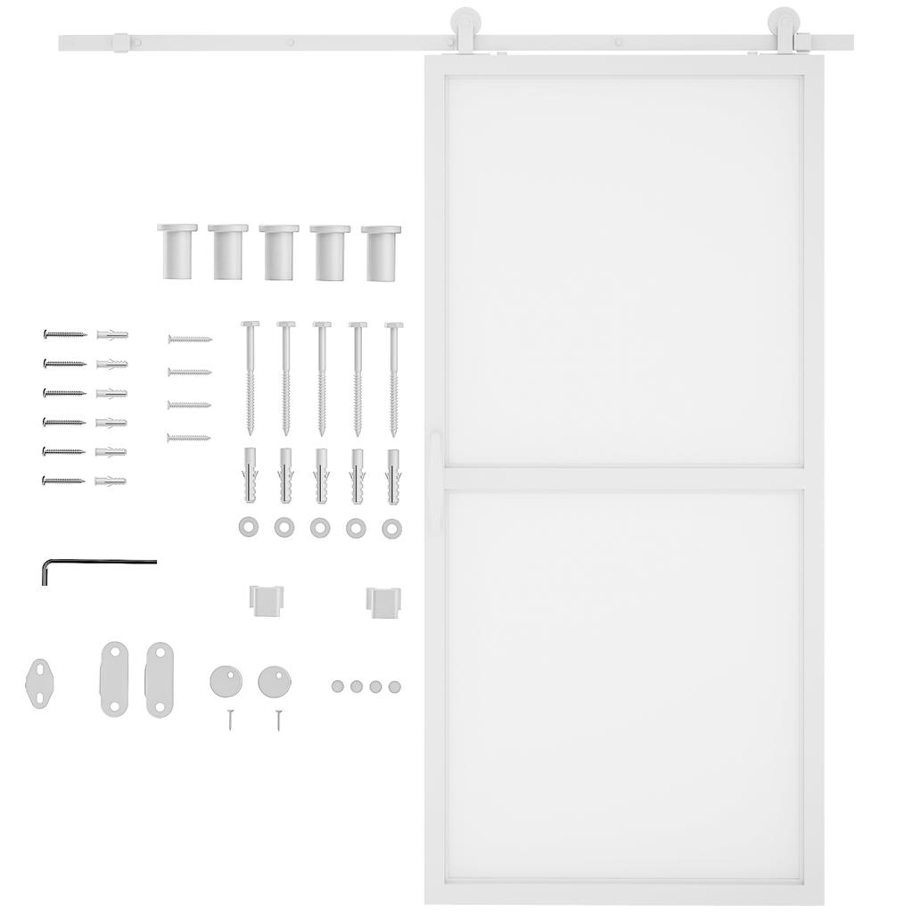 Sliding Door Hardware 200 Cm Sliding Door Accessory Kit With 2 Rails And White Guide