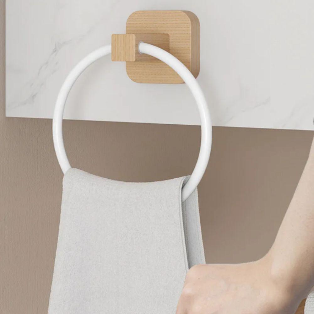 Round Design Towel Holder Rings Aluminium Material Wall Mounted Towel Holder Household Use
