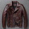 Китайский размер винтажный красно-коричневый подлинный воловья кожа мужское пальто облегающий байкерский стиль пальто мужская одежда осень
