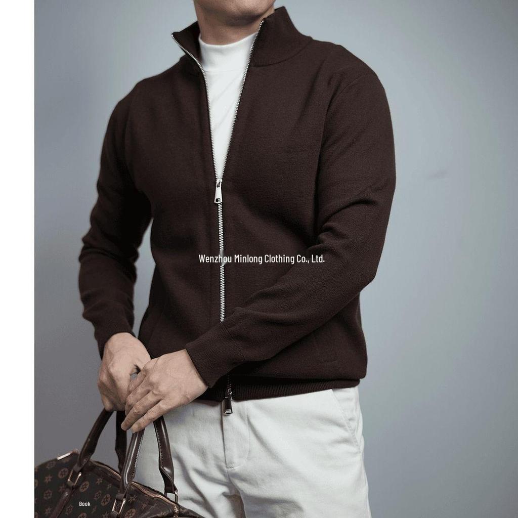 2025 Men's Lapel Casual Zipper Jacket - Wear-Resistant, Versatile Long Sleeve Cardigan, Fashionable & In Stock